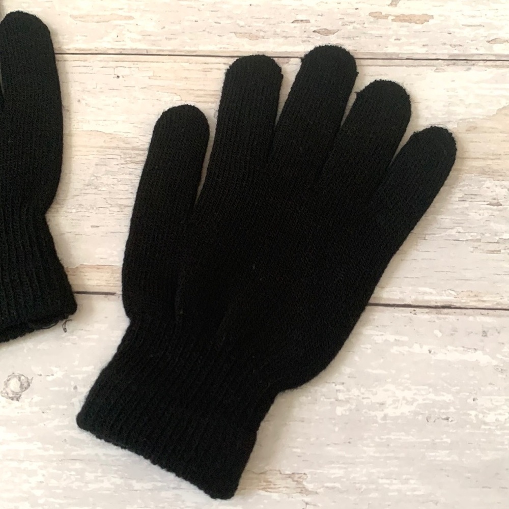 L.L. Bean Big Kids Finger Mittens Gloves Winter Black Girls Boys 8-14yrs NEW - Picture 2 of 2